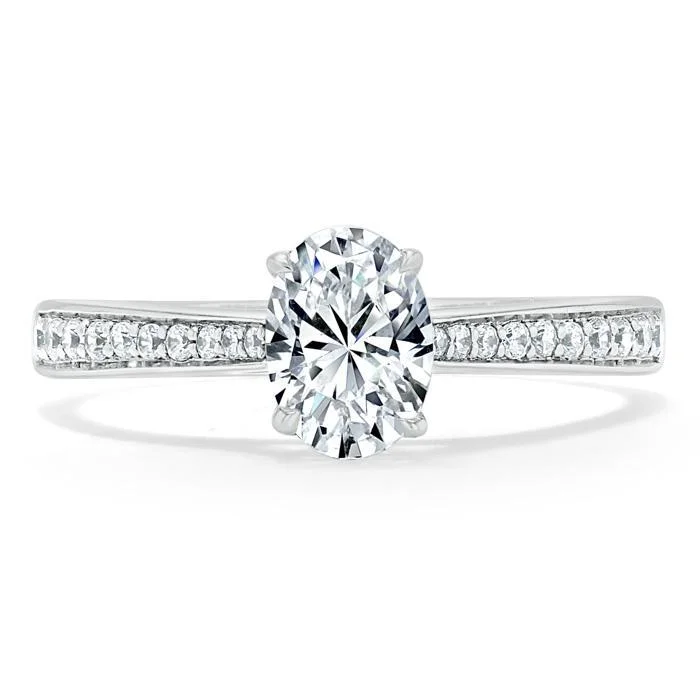 pave engagement rings for women -Oval Cut Moissanite Engagement Ring, Classic Style