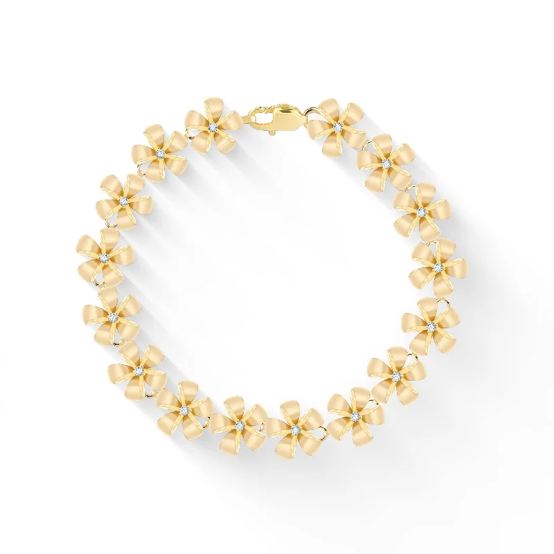 gemstone bangles with gold for women -Plumeria Bracelet with Diamonds