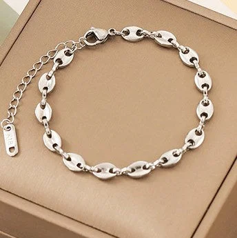 Sl013 Coffee Bean Steel Color-Bracelets