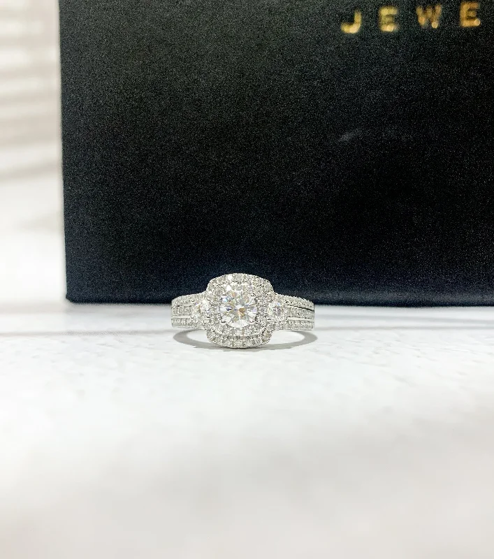 thick band engagement rings for women -Esme Moissanite Engagement Ring