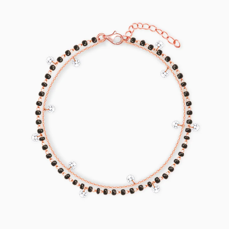 stackable bracelets for women -Rose Gold Dazzling Zircons Layered Mangalsutra Bracelet