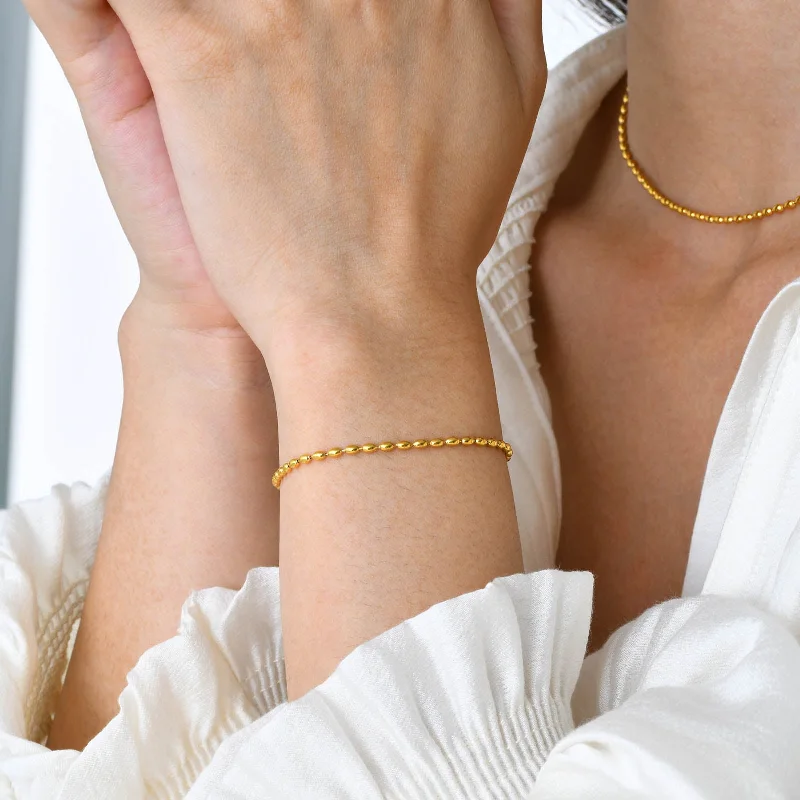 luxe gold bracelets for women -Retro Solid Color Stainless Steel Plating Gold Plated Bracelets