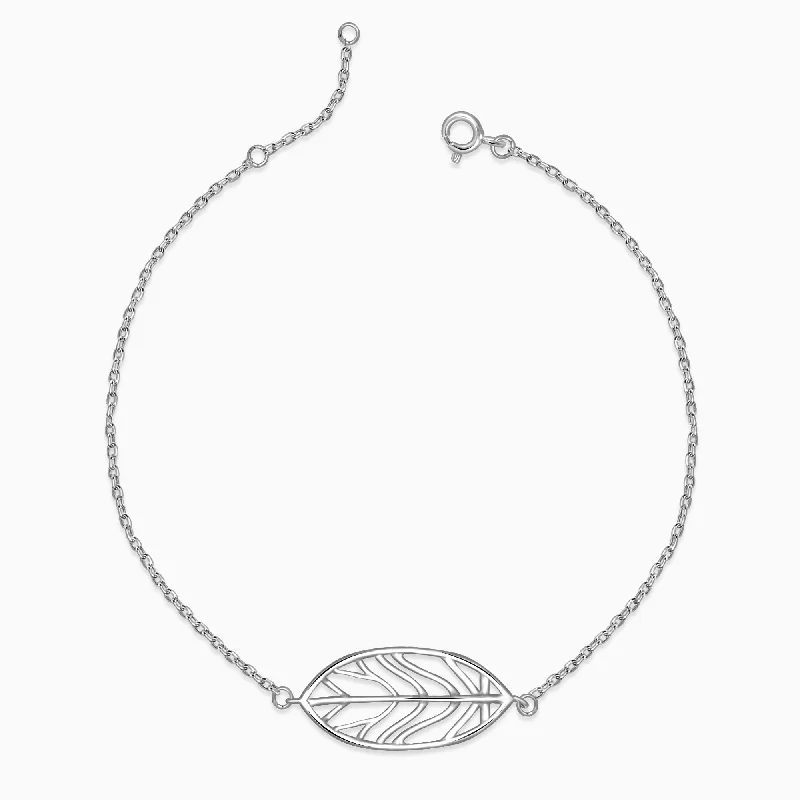 friendship bracelets for women -Silver Tranquil Leaf Bracelet