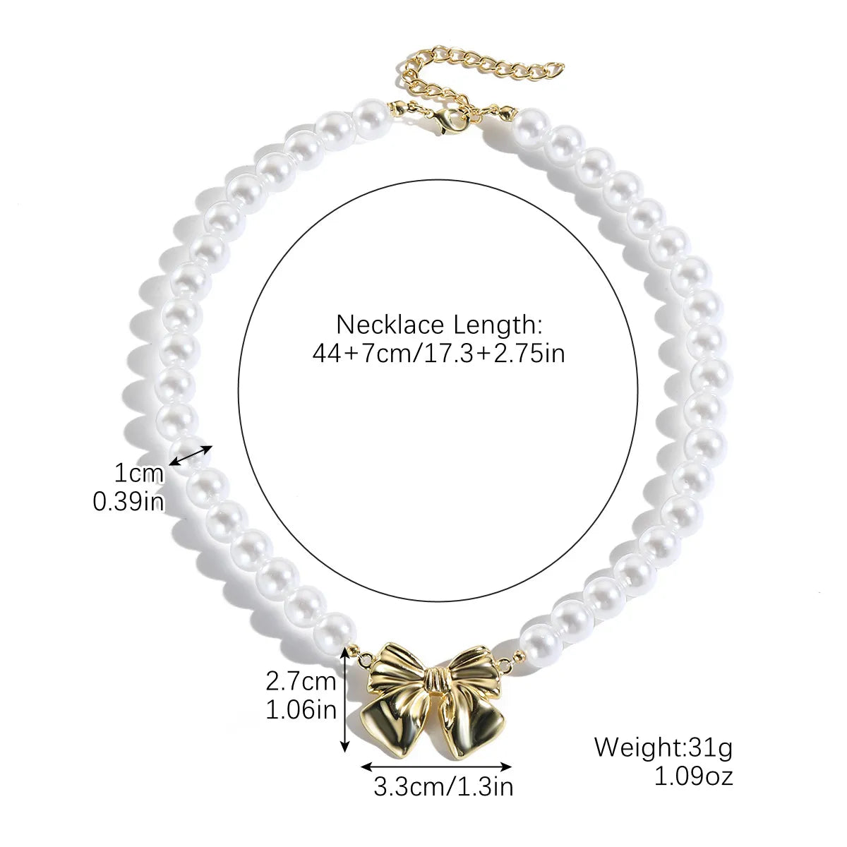 N2403-24 Single Bow Pearl Necklace