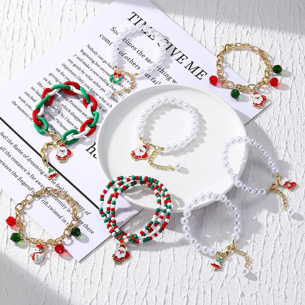 tennis bracelets for women -Fashion Santa Claus Beaded Alloy Plating Women'S Bracelets Necklace 1 Piece