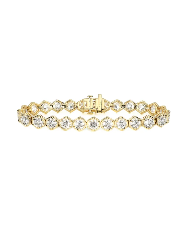 gold chain bracelets for women -19.50ctw Hexagon Lab Diamond Bracelet