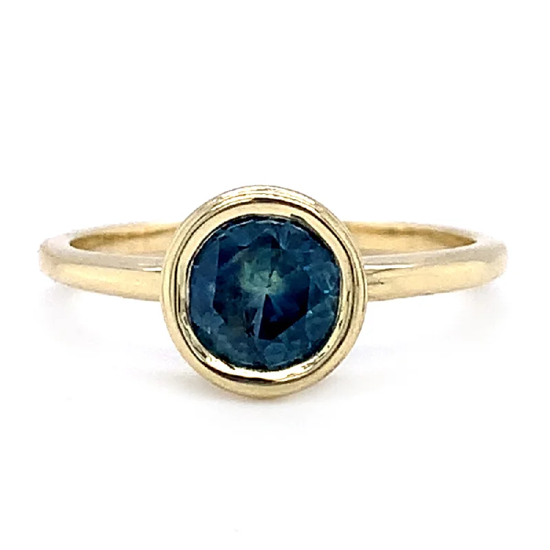 heart shaped engagement rings for women -Montana Sapphire & Yellow Gold Engagement Ring - "Cosmos"