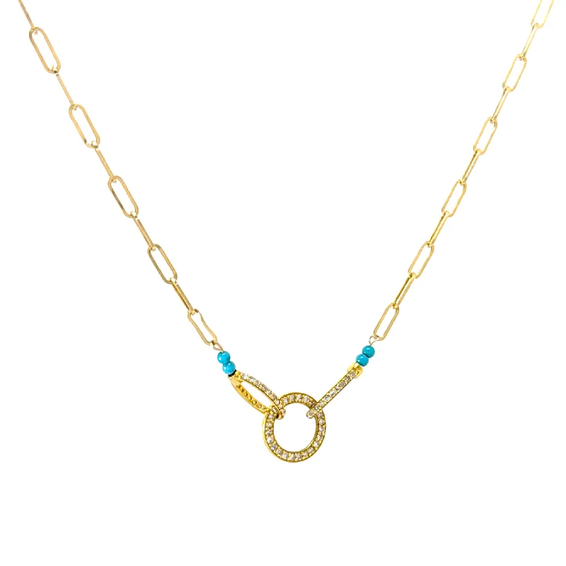 heart shaped engagement rings for women -Trio Diamond Ring Turquoise Paperclip Necklace in 14k