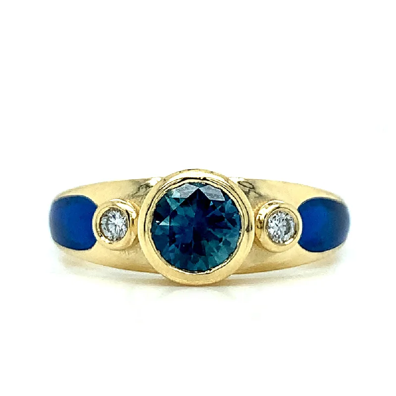 sapphire engagement rings for women -Montana Sapphire & Diamond Three Stone Ring - "Rock Candy Oasis"