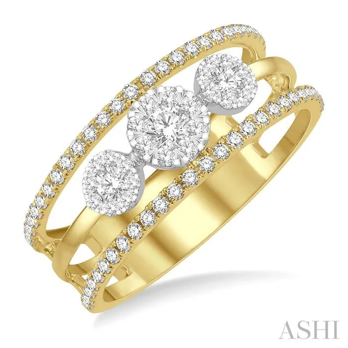 large stone engagement rings for women -ROUND SHAPE PAST PRESENT & FUTURE LOVEBRIGHT DIAMOND RING