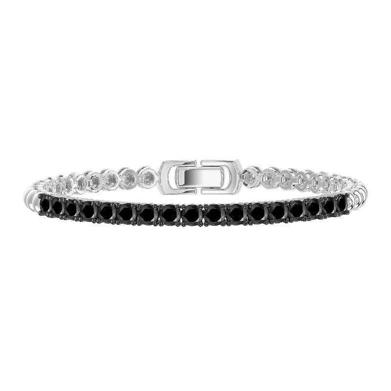 bridal bracelets for women -LADIES BRACELET 1.00CT ROUND DIAMOND 14K WHITE GOLD