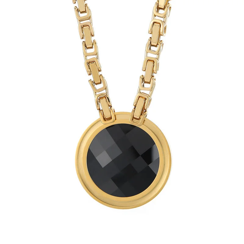 Golden and Black Necklace Kn114103-Z