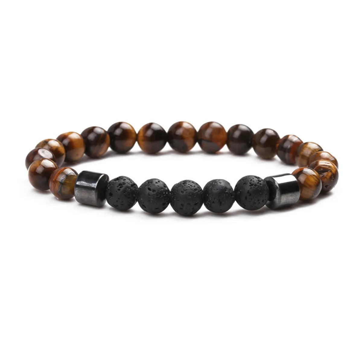 personalized bracelets for women -Natural Stone Fashion Geometric Bracelet  (tiger Eye +5 Volcanic Stone) Nhyl0101-tiger-eye-+5-volcanic-stone