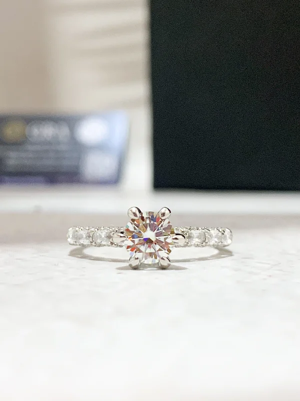 thin band engagement rings for women -Hailey Moissanite Engagement Ring