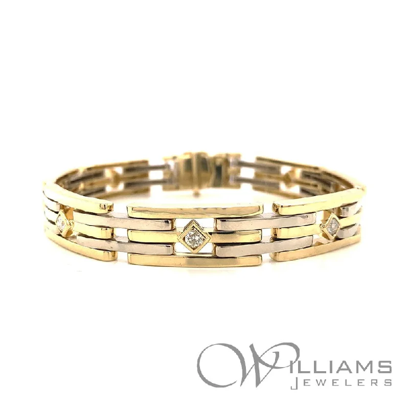 gold-plated bracelets for women -Estate 14 Karat Diamond Bracelet