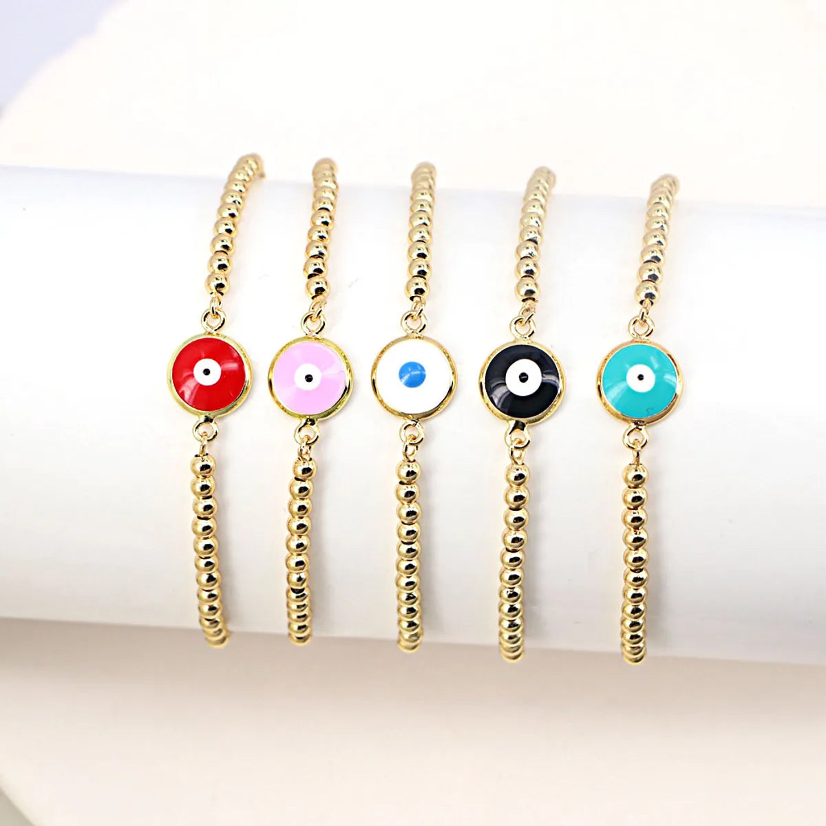 crystal bracelets for women -Simple Fashion Drop Oil Eye Accessories Metal Bead Copper Bracelet