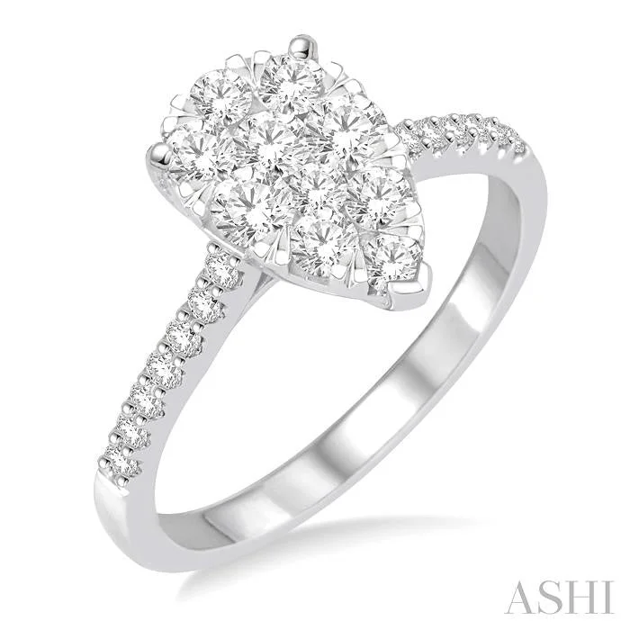 solitaire engagement rings for women -PEAR SHAPE LOVEBRIGHT ESSENTIAL DIAMOND ENGAGEMENT RING