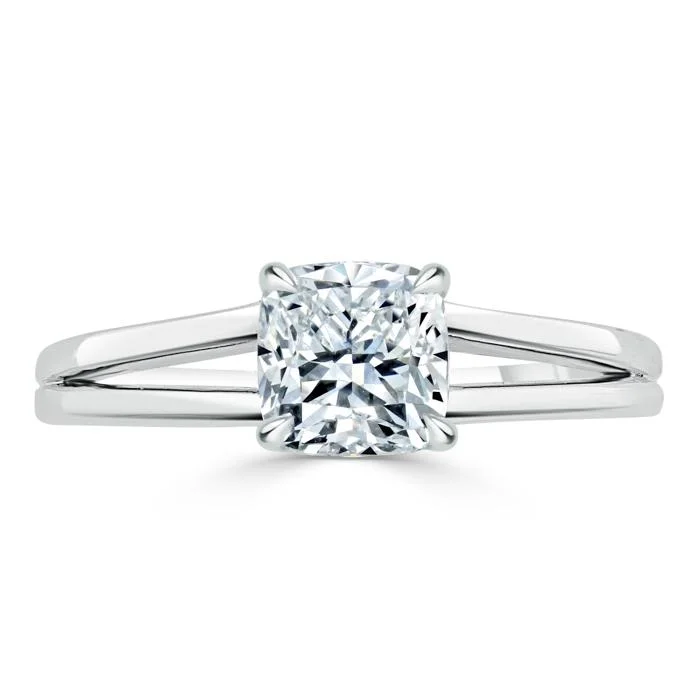 intricate engagement rings for women -Cushion Cut Moissanite Engagement Ring, Classic Style with Split Shank