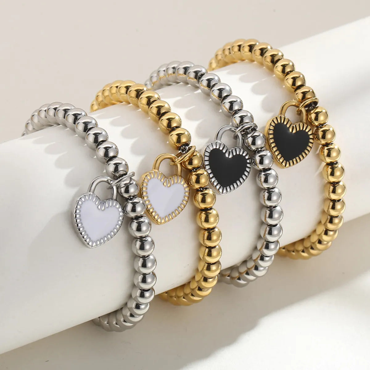 charm bracelets for women -Sweet Heart Shape Titanium Steel Plating Bracelets