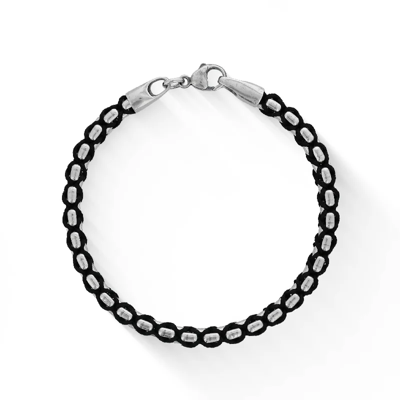 engraved bracelets for women -Effy Black Cord Weave Bracelet