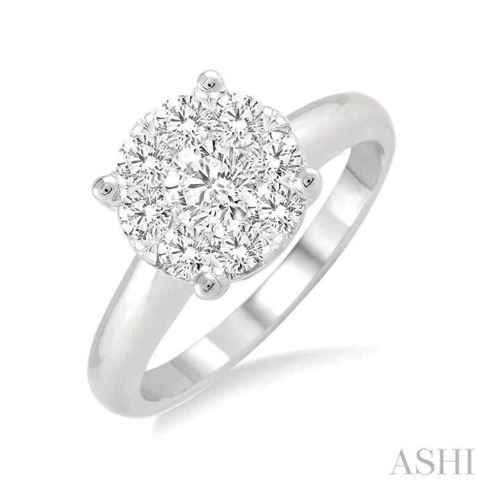 silver engagement rings for women -ROUND SHAPE LOVEBRIGHT ESSENTIAL DIAMOND RING