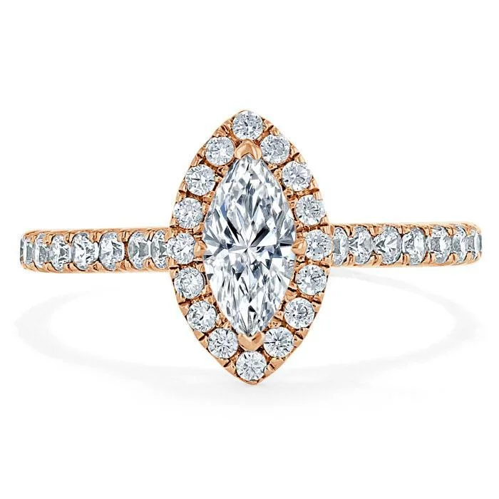 handcrafted engagement rings for women -Marquise Cut Moissanite Halo Engagement Ring, Tiffany Style