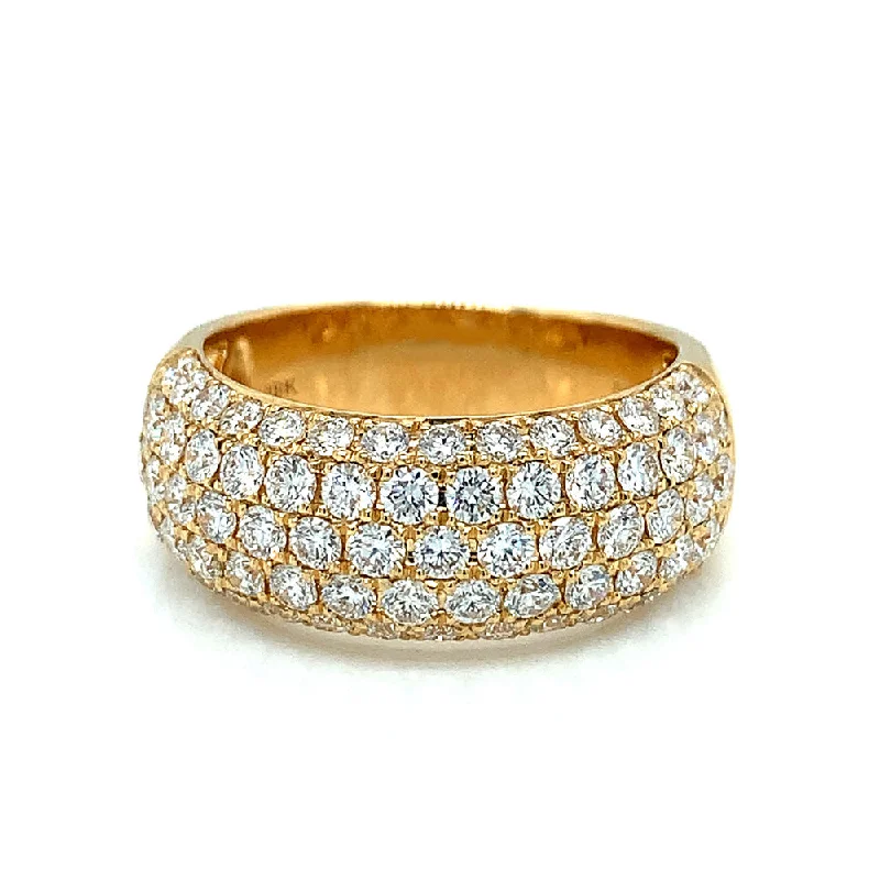 matching engagement and wedding rings for women -Wide Yellow Gold Pave Diamond Ring