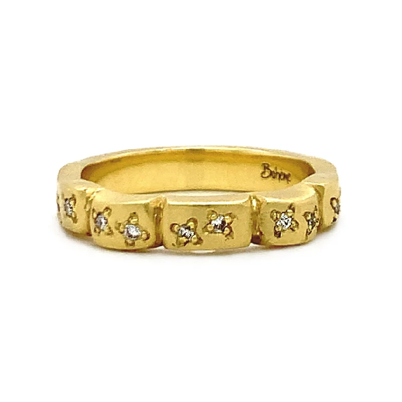 gold engagement rings for women -Yellow Gold & Scattered Diamond Band - "Phoebe"