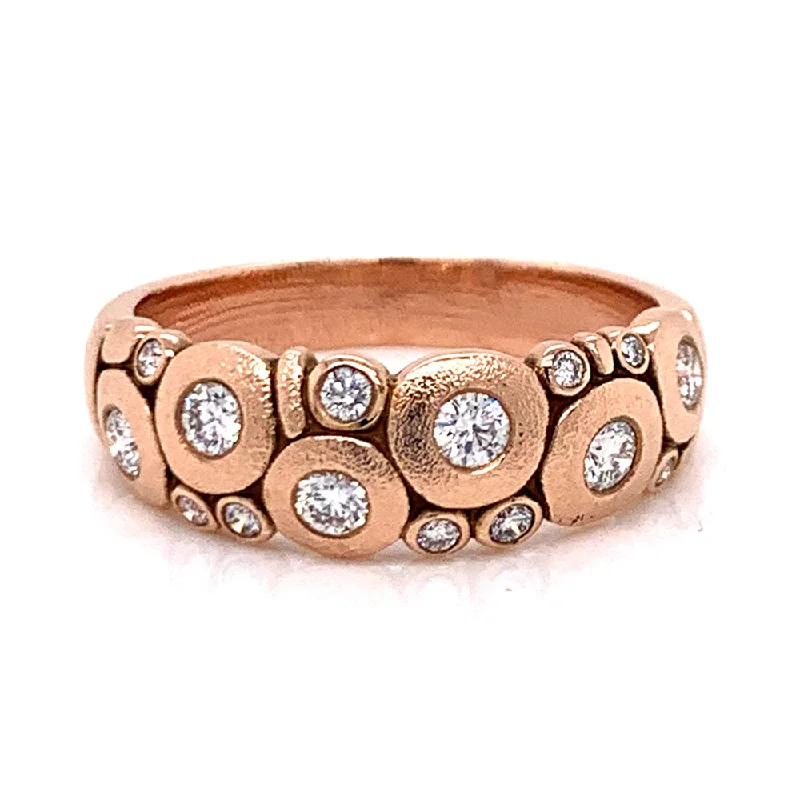 three-stone engagement rings for women -18K Rose Gold Diamond Dome Ring - "Candy"