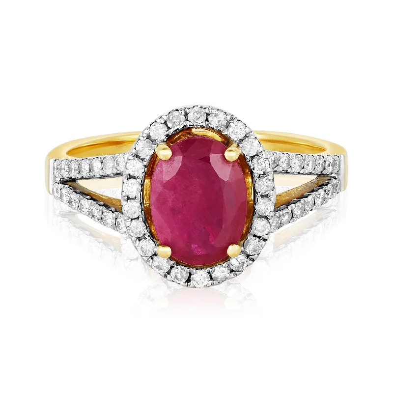 gold engagement rings for women -Ruby In Love Diamond Ring