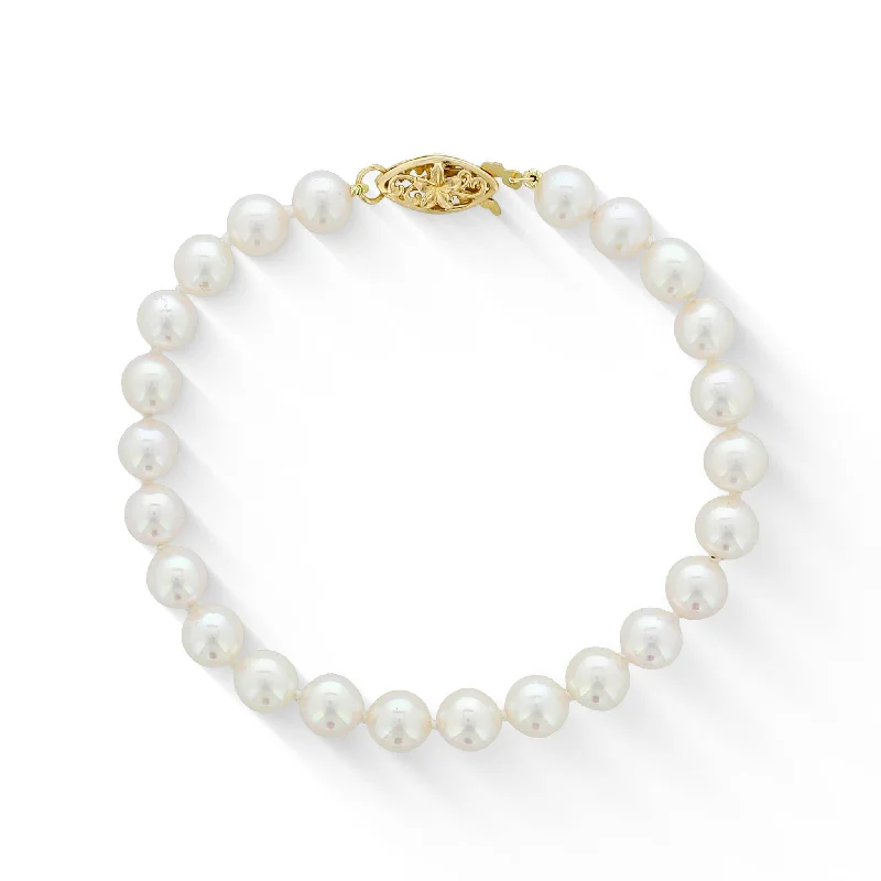 infinity symbol bangles for women -White Akoya Pearl Bracelet