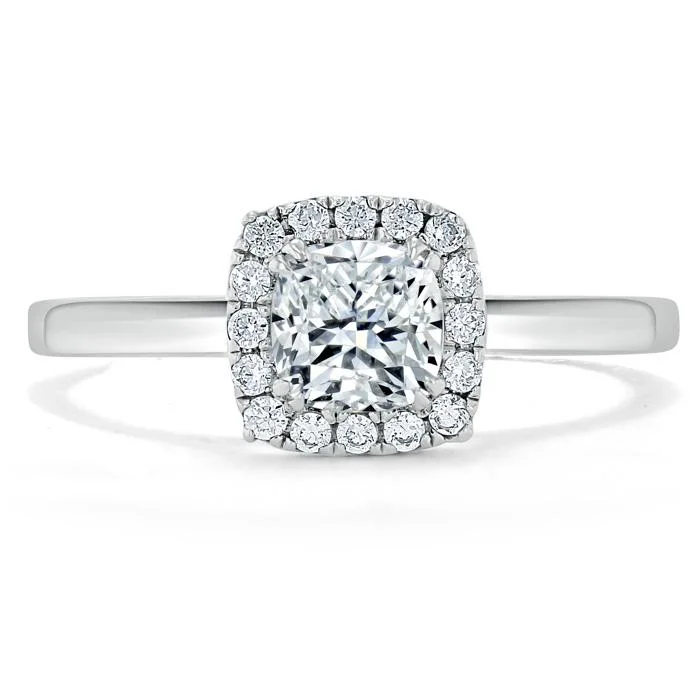 halo engagement rings for women -Cushion Cut Moissanite Halo Engagement Ring