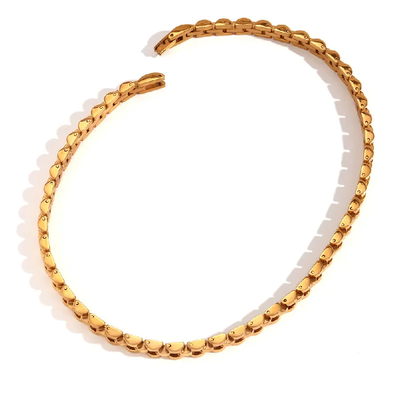 6mm Watch Strap Chain Choker Necklace-Gold