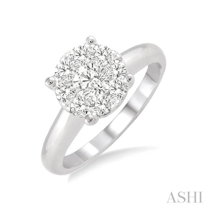 platinum solitaire engagement rings for women -ROUND SHAPE LOVEBRIGHT ESSENTIAL DIAMOND RING