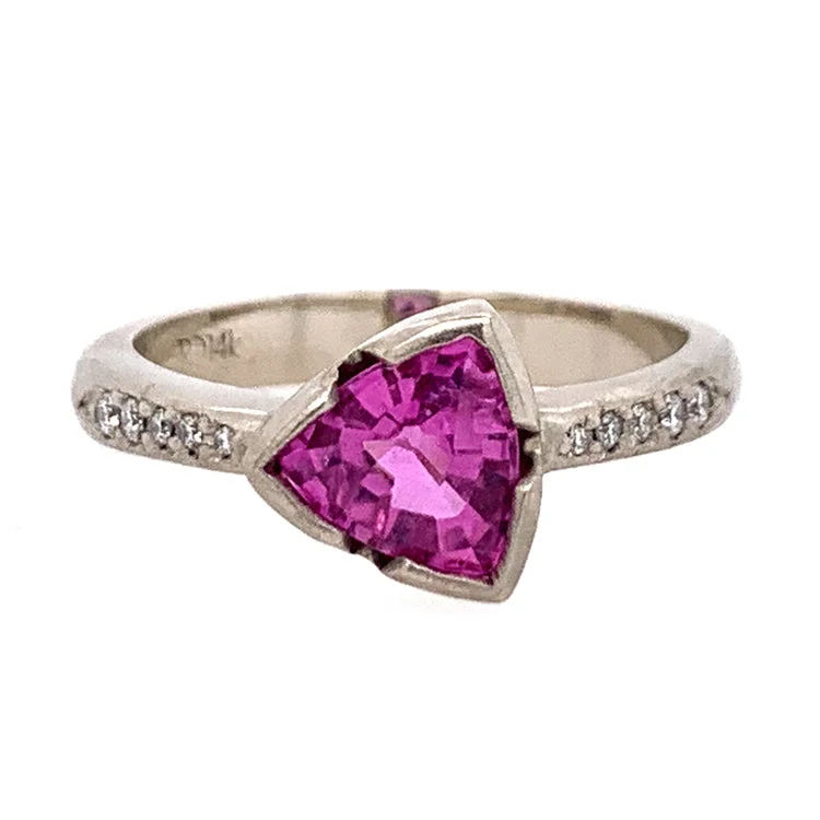 diamond engagement rings for women -Pink Montana Sapphire & Diamond White Gold Ring - "Heirloom"