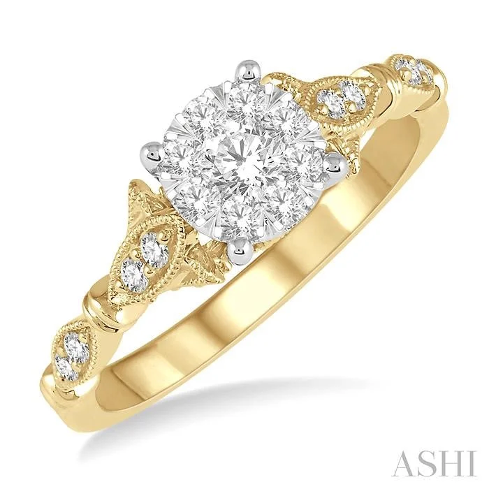 gold engagement rings for women -ROUND SHAPE LOVEBRIGHT DIAMOND RING