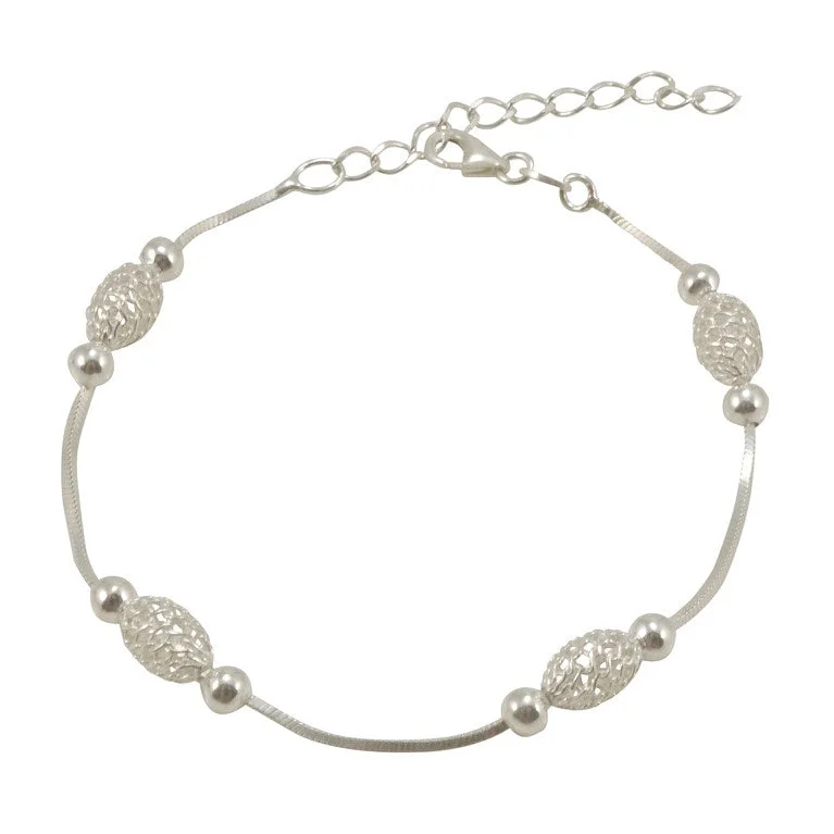 engraved charm bracelets for women -Sterling Silver Filigree Bracelet