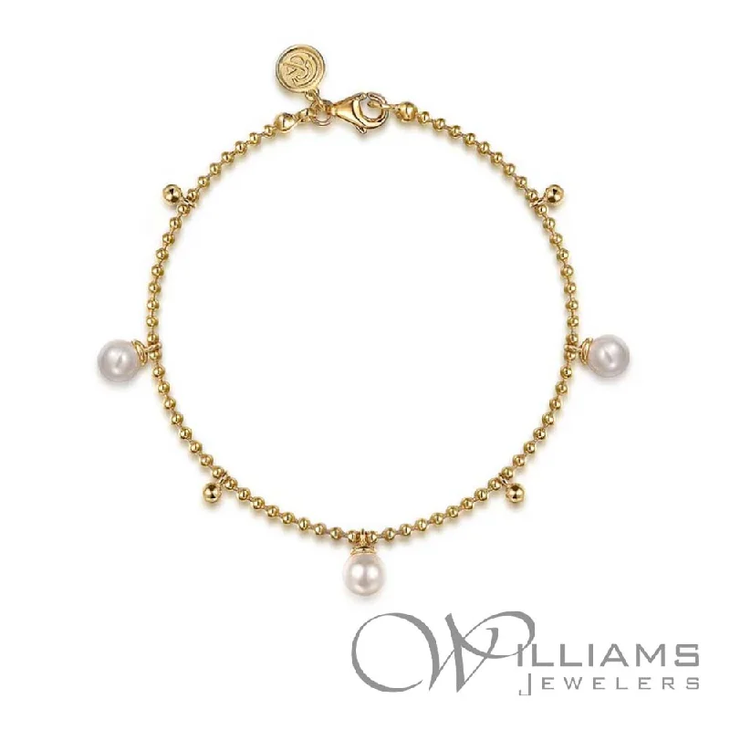 gold bangles for women -Gabriel & Co. Bujukan 14 Karat Pearl Bracelet