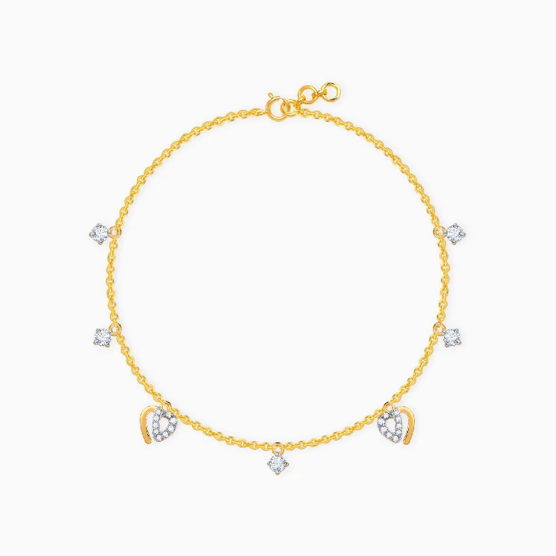 chunky bracelets for women -Gold Heartfelt Diamond Bracelet