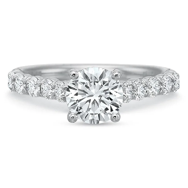 round engagement rings for women -Engagement Rings-Prong Set