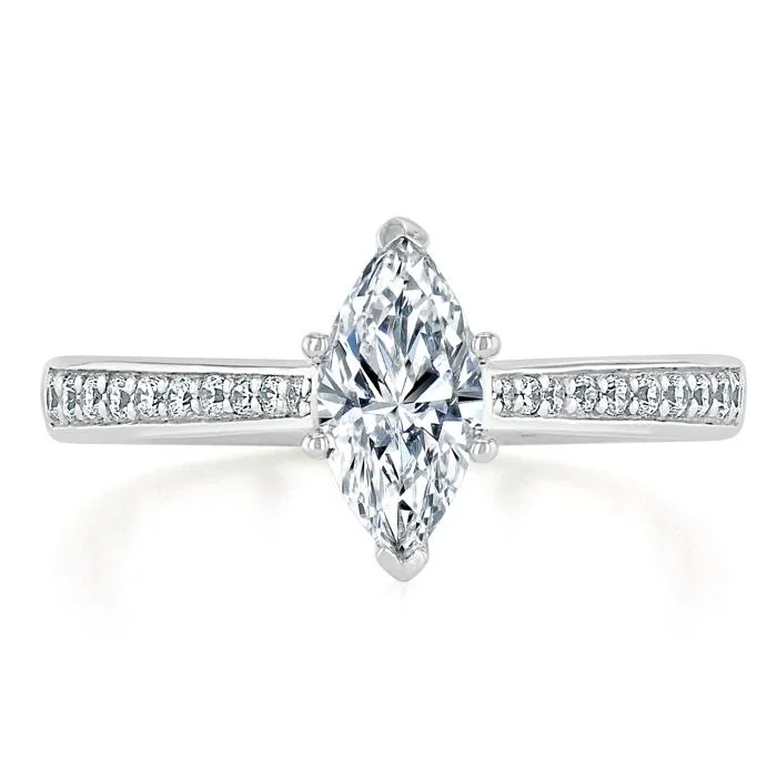 twisted band engagement rings for women -Marquise Cut Moissanite Engagement Ring, Classic Style